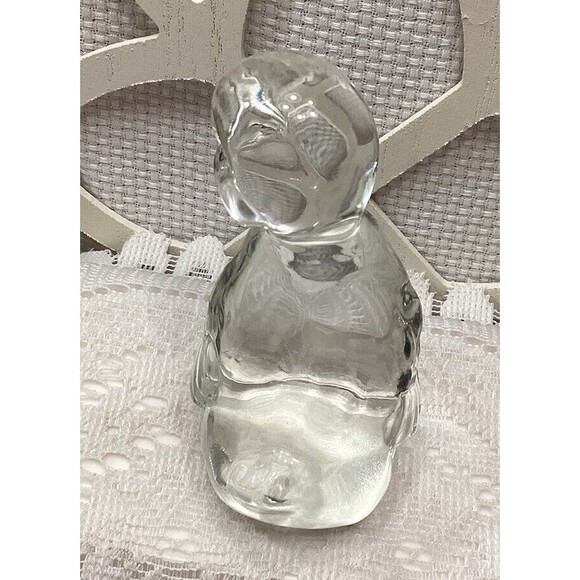 Clear Art Glass Duckling Paperweight Farm Decor Figure Fenton Style Unmarked - Picture 5 of 13